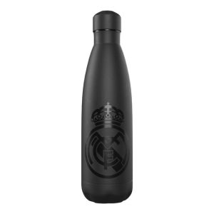 BOTELLA NEGRA RUBBERIZADA DE DOBLE PARED REAL MADRID