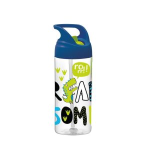 BOTELLA AGUA INFANTIL CON ASA DE 500ML CON PAJITA DINOS