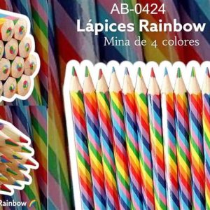 BOTE PVC 24 LAPICES RAINBOW CUATRICOLOR
