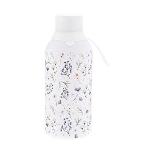 BOTELLA DE ACERO DISE?O DE FLORES 500ML BLANCO