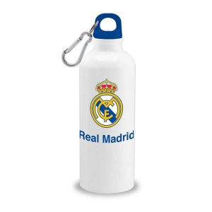 BOTELLA ALUMINIO 500ML CON MOSQUETON REAL MADRID