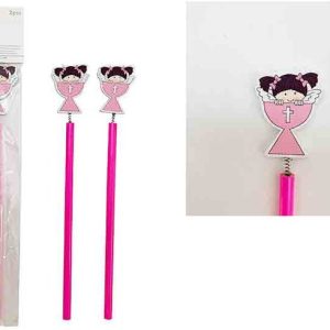 BLISTER 2 LAPICES COMUNION NI?A ROSA