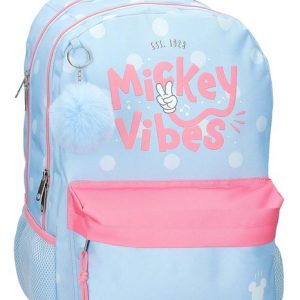 MOCHILA DOS COMPARTIMENTOS MICKEY VIBES 44CM ADAP CARRO