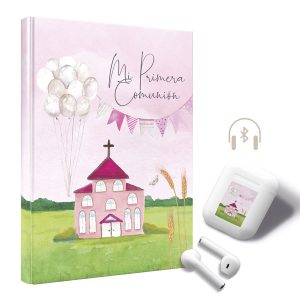 LIBRO COMUNION IGLESIA ROSA + AURICULARES
