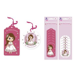 EXPOSITOR 24 ETIQUETAS COLGANTES NI?AS 6U PRIMERA COMUNION