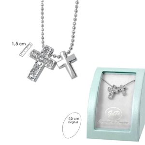 COLGANTE CRUZ LISA CON PIEDRAS