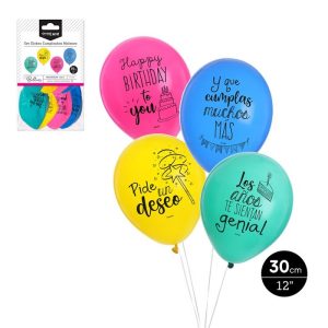 SET 8 GLOBOS CUMPLEA?OS MOLONES DISE?O SURTIDO 30CM LATEX