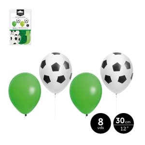 SET 8 GLOBOS LATEX DECORADO FUTBOL SURTIDOS 30 CM 12