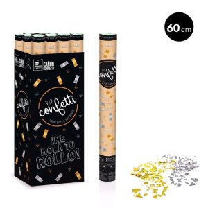 CA?ON CONFETI ORO Y PLATA METALIZADO 60CM 1 UD