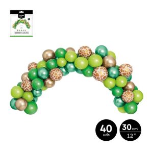 SET ARCO DE GLOBOS VERDE-DORADO LATEX 40 UDS 1,5M