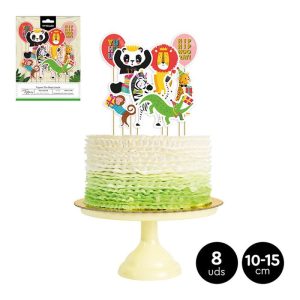 BASE TOPPERS DECORACION TARTA JUNGLE 10-15 CM CARTON+MADERA
