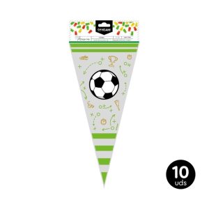 SET 10 BOLSAS CHUCHES FUTBOL 18X37CM PP