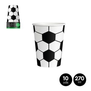 SET 10 VASOS CARTON FUTBOL 270CC (9OZ)