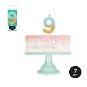 VELA BICOLOR CERA NUMERO 9 COLORES SURTIDOS PASTEL 7 CM