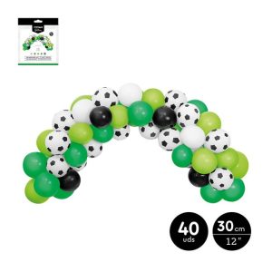 SET ARCO DE GLOBOS FUTBOL LATEX 30CM 12 1,5 M 40 UDS