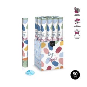 EXPOSITOR 12 CA?ONES CONFETI GENDER NI?O 50 CM