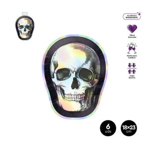 PLATO LLANO FORMA CALAVERA 18X23CM CARTON 6 UDS