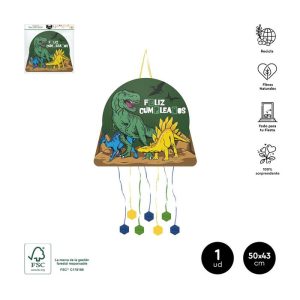 PI?ATA FELIZ CUMPLEA?OS DINOSAURIO 50 X 43 CM CARTON