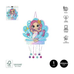 PI?ATA FELIZ CUMPLEA?OS SIRENA 43,8 X 44,4 CM CARTON