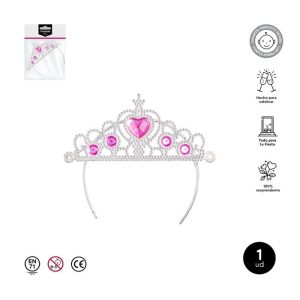 ACCESORIO PI?ATA CORONA PRINCESA PLATEADA Y ROSA