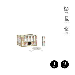 MINI CA?ON CONFETI MARIPOSAS BLANCO 15CM