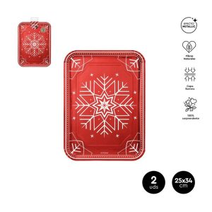 BANDEJA NAVIDAD ROJO 25X34CM 2U
