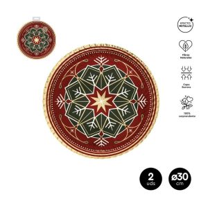 BANDEJA NAVIDAD ROJO VERDE 30CM 2U