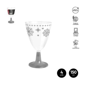 COPA AGUA/VINO NAVIDAD PIE PLATA 220CC PS 3UD