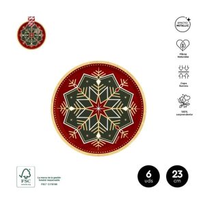 PLATO NAVIDAD ROJO VERDE 23CM CARTON 6U