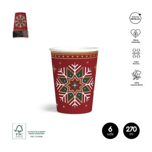 VASO CARTON NAVIDAD 270CC 6UDS