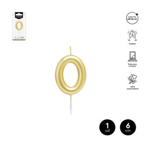 VELA CERA NUMERO 0 ORO 6 CM