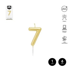 VELA CERA NUMERO 7 ORO 6 CM