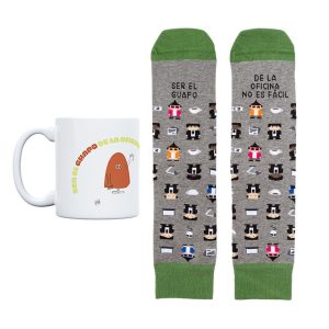 KIT TAZA+CALCETINES SER EL GUAPO LA OFI NO ES FACIL T42-46