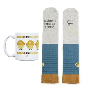 KIT TAZA+CALCETINES LEVANTATE CON EL PIE DERECHO TALLA 36-41