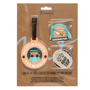 SET IDENTIFICADOR MALETA + PEGATINAS - DESTINATION THE WORL
