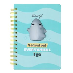 LIBRETA A5 3D SQUISHY TIBURON - I STAND OUT EVERYWHERE I GO