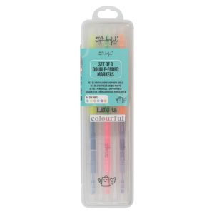 SET DE 3 ROTULADORES DE PUNTA DOBLE - LIFE IS COLOURFUL