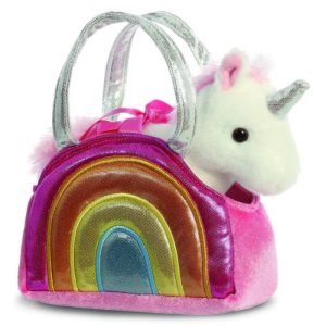 PELUCHE BOLSO ARCOIRIS UNICORNIO ROSA 21CM
