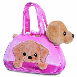 PELUCHE BOLSO ROSA LABRADOR 21CM