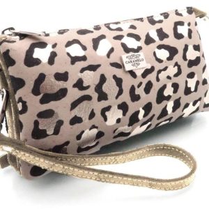 MONEDERO NECESER PIEL ASA DE MANO LEPOARD 19,5X11 CAMEL