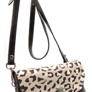 BOLSITO BANDOLERA PIEL CREMALLEERA Y SOLAPA LEOPARD 20X13 N