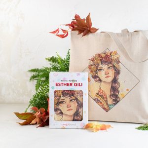 BOLSA DE TELA ESTHER GILI FLORES EN LA CABEZA ALGODON 100%