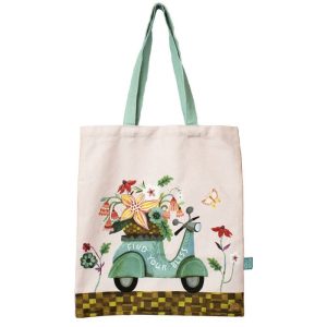 BOLSA TELA ALGODON MOTO CON FLORES