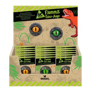 EXPOSITOR 18 PELOTAS DE OJOS DE DINOSAURIO SALTARIN SURTIDA