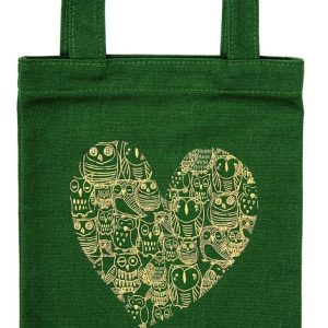 BOLSA DE TELA DE LIBROS CORAZON DE BUHO