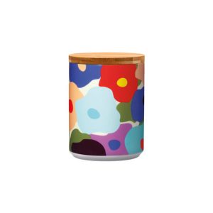 BOTE DE PORCELANA CON TAPA DE MADERA FIORI