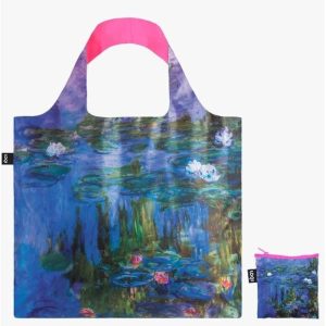 BOLSA PLEGABLE LOQI CLAUDE MONET WATER LILLIES NEON PINK