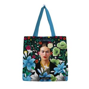 BOLSA ALGODON FRIDA KAHLO GRANDE FLORES CELESTES