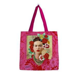 BOLSA ALGODON FRIDA KAHLO GRANDE ROSA