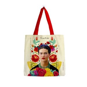 BOLSA ALGODON FRIDA KAHLO MEDIANA ALAS AMARILLAS